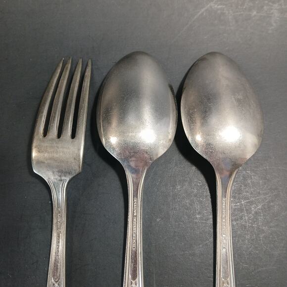 Vintage Plymouth Silverplate 3 pc Flatware Jewel Rose Floral Pattern Replacement - Picture 6 of 7